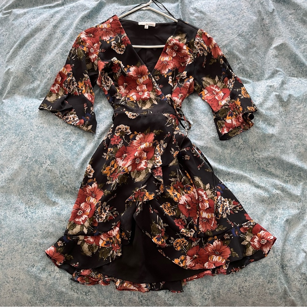 June & Hudson autumn floral wrap dress